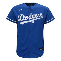 Material: 100% Polyester Performance Mesh Interlocking moisture-wicking fabric for a lightweight, breathable feel Nike logo on chest Heat-sealed MLB jock tag above left hem Tackle Twill team logo graphics MLB logo patch on back neck Machine wash Officially licensed Mlb Logos, Dodgers Fan, Mookie Betts, Nike Jersey, Los Angeles Dodgers, Logo Graphic, Moisture Wicking Fabric, Nike Logo, Team Logo