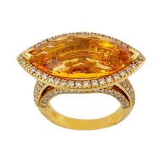 Sapphire Cocktail Ring, Orange Jewelry, Fancy Jewellery Designs, Citrine Jewelry, Jewels Rings, Diamond Cocktail Rings, Yellow Gold Setting, Fancy Jewellery, Amethyst Jewelry