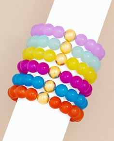 New wrist candy alert! Harper’s smooth glass beads bring instant calming vibes. Mantra Bands, Wrist Candy, Baby Skin Care, Mens Accessories Jewelry, All Eyes, Happy Wedding, Neon Blue, Beaded Stretch Bracelet, Gold Texture