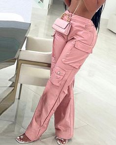 Size: S,M,L;Style:Casual,ChicType:Cargo Pants,Straight LegMaterial:PU LeatherLength:LongPattern Type:PlainDecoration:PocketFit Type:RegularOccasion:DailyPackage Include:1*PantsFabric Elasticity:Non-StretchSheer:NoCare Instructions:Hand wash, do not dry clean Pink Cargo Pants, Trendy Blazers, Trendy Coat, Trendy Activewear, Trendy Leggings, Trendy Outerwear, Trendy Hoodies, Trendy Sweaters, Trendy Skirts