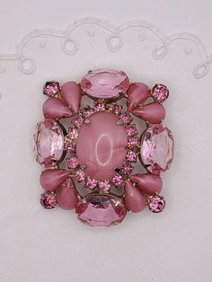 Vintage Gemstone Brooches, Pink Brooch Jewelry For Evening, Pink Evening Jewelry Brooch, Pink Evening Brooch Jewelry, Rhinestone Costume, Rhinestone Costume Jewelry, Pink Brooch, Coquette Pink, Pink Rhinestones