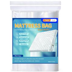 a white bag filled with waterproof mattress protectors on top of a white background