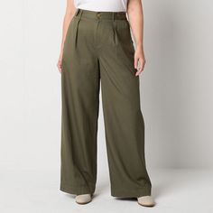 This pair of a.n.a women's wide-leg trousers is an ultra-chic style that's perfect for the office or a classy brunch look. Made from a cotton-twill blend, these trousers have a pleated front, a relaxed-fit, multiple pockets and a button-zip fly. Wear them with a fitted top. Front Style: Pleated FrontClosure Type: Button & ZipperFit: Relaxed FitPockets: 2 Back Slip Pockets, 2 Side Slip PocketsRise: At WaistFiber Content: 65% Tencel Lyocell, 24% Cotton, 11% LinenFabric Description: TwillLining: Pa Classy Brunch, Trousers Women Wide Leg, Fitted Top, Straight Trousers, Pants Trousers, Wide Leg Trousers, Trousers Women, Cotton Twill, Wide Leg Pants