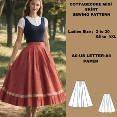 a woman in a skirt and top sewing pattern