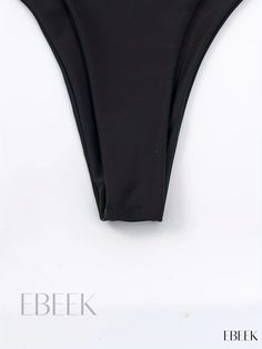 Ebeek - Stylish Cross-Back Halter Black Bikini with Ring Detail, V-Neck High Stretch Tie-Back Swimsuit Set, Womens Swimwear and Clothing Ensemble Elegant High-cut Leg Swimwear For Beach, Elegant Black High-cut Leg Swimwear, Swimsuit Set, Tie Backs, Halter Neck, Womens Swimwear, Knitted Fabric, Knit Fabric, Collar Styles