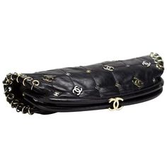 Chanel Spring 2007 Limited Edition Charm Rare Black Leather Clutch For Sale at 1stDibs 2007 Runway, Chanel Clutch, Chanel Brand, Black Leather Clutch, Designer Clutch, Chanel Spring, Penelope Cruz, Chanel Black, Vintage Chanel