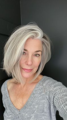 80+ Cute Gray Bob Hairstyles You Need To Try! Silver Bob Haircut, Silver Bob, Grey Hairstyles