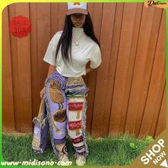 Women Fashion Loose Multicolor Pattern Printed Tassel Pants Groove Outfit For Women, Casual High-waist Bottoms With Tassels, High Waist Casual Bottoms With Tassels, Casual Bottoms With Tassels For Fall, Spring Casual Pants With Tassels, Casual Spring Pants With Tassels, Casual Spring Tassel Pants, Casual Fringe Pants For Summer, Casual Summer Pants With Fringe