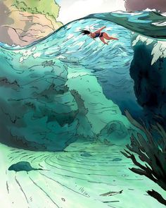 Summer Illustration Art, Water Reference, Underwater Illustration, How To Draw Water, Sea Drawing, Water World, Drawing Water, Sea Illustration, Colors Inspiration