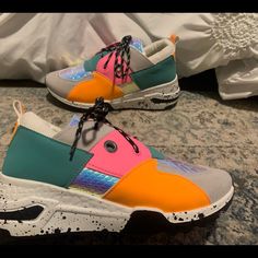 Super Comfy!!! Never Worn!!! Nwot!!! Studded Sneakers, Socks Sneakers, Capes For Women, Pink Sneakers, Womens Heels, Tennis Shoes, Heeled Mules, Pink Blue, Athletic Shoes