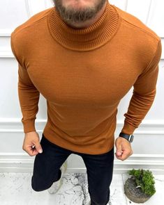 This fine Men's Turtleneck sweater in very high quality fine-knit material.  It boasts long sleeves with delicate ribbing at the cuffs and the hem. Sleek and chic Perfect choice for warmth Very slim fit, consider ordering a size up. Brown Business Tops For Fall, Brown Business Top For Fall, Classic Knitted Turtleneck For Fall, Brown Stretch Turtleneck Sweater, Elegant Business Sweater For Winter, Solid Long Sleeve Sweater With Ribbed Collar, Elegant Winter Business Sweater, Elegant Business Winter Sweater, Classic Long Sleeve Knitted Polo Sweater