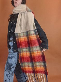 Oversized upcycled blanket scarf Fall Shawl Scarf For Layering, Fall Layering Shawl Scarf, Cozy Wool Scarves For Fall, Casual Fall Outerwear With Scarf, Cozy Fall Scarves For Layering, Casual Wool Scarves For Fall, Plaid Scarves For Fall, Oversized Casual Fall Scarves, Casual Oversized Scarf For Fall