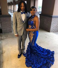 Royal Blue Mermaid Prom Dress, Mermaid Formal Gowns, Royal Blue Evening Dress, Blue Mermaid Prom Dress, Flower Prom Dress, Prom Inspiration, Mermaid Prom Dresses Lace, Halter Prom Dresses, Prom Dresses 2019