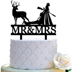 a wedding cake topper with an image of a man and woman on it