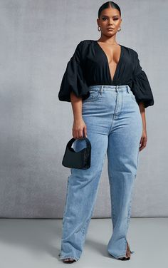 This unreal plus black puffball sleeve bodysuit will make heads turn this season doll. This statement bodysuit will tap into your confident side. This bodysuit features a black hue material with a puffball sleeve, we are obsessed. Team with your statement jeans, heels and a cute bag for a look we are loving.   Length approx 71cm/28 (Based on a sample size UK 16)   Model wears size UK 16/ EU 44/ AUS 16/ US 12 16 Size Outfit, Curve Going Out Outfits, Plus Size Brunch Outfit Black Woman, Curve Outfits Plus Size, Body Suit Plus Size, Black Plus Size Outfits, Plus Size Jeans Outfit, Plus Size Concert Outfit, Plus Size Going Out Outfits