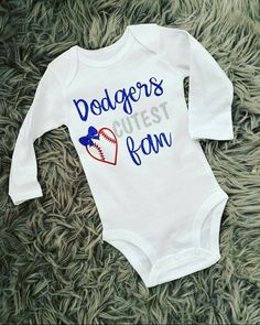 Dodgers Cutest Fan. Can do in long sleeve or short sleeve. Newborn to size 6 Dodgers Outfit, Dodgers Fan, Cool Girl, Baby Onesies, Baby Clothes, Girl Outfits