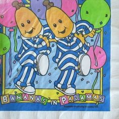 Bananas in Pajamas Vintage 1995 Small Napkins (16ct) Size: S.  Color: Blue. Bananas In Pajamas, Pajamas Vintage, Banana In Pyjamas, Handy Manny, Ugly Dolls, The Good Dinosaur, Childhood Nostalgia, Mad Tea Party, Rainbow Butterfly