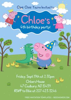 pep the pig birthday party flyer