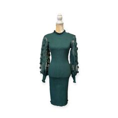 Almost Famous Green Knee Length Sweater Dress Size M Medium New With Tags. No Flaws. Long Sheer Sleeves, Bodycon, Mock Neck. Rayon/Polyester Blend. Approximate Measurements: 34"-46" Bust, 41" Length. Fitted Long Sleeve Bodycon Dress With Ruffles, Fall Midi Dress With Ruffles And Fitted Cut, Fitted Ruffle Midi Dress For Fall, Green Long Sleeve Fitted Midi Dress, Fitted Midi Long Sleeve Dress With Ruffles, Fitted Green Long Sleeve Midi Dress, Stretch Mini Dress With Ruffles For Winter, Long Sleeve Winter Dresses For Brunch, Long Sleeve Winter Brunch Dresses