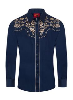 Label: RODEO CLOTHINGDescription: Men's long sleeve cotton/poly western shirts. FABRIC TYPE: Woven COLLAR STYLE: Regular Western Collar MATERIAL: 55% Cotton 45% Polyester STYLE: Regular fit western style embroidery WITH DIAMONDS OTHER FEATURE: POCKETS WITH PIPING SNAP BUTTONS SOLID FABRIC REGULAR FIT EMBROIDERY WITH DIAMONDS ON THE FRONT AND BACK YOKE PACKS: B, FSHIRTS SIZE PACK Western Shirt With Snap Buttons For Rodeo, Embroidered Fitted Shirt For Rodeo, Western Rodeo Shirts Button Up, Cowboy Dress, Cowboy Embroidery, Men’s Western Shirt, Western Style Button-up Ranch Shirt, Shirt With Embroidery, Aztec Shirt