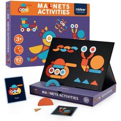 the magnetic magnets activity set is in its box and it's ready to be played