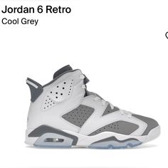 Air Jordan 6 Retro Cool Grey, Size 10 Men’s, Brand New In The Box , Never Worn, Color Way- White/Medium Grey/ Cool Grey, Style-Ct8529-100. Classic Jordan Shoes With Cushioned Footbed, Classic High-top Jordan Shoes, Nike Sacai, Air Jordan 6 Retro, Skater Shoes, Jordan 6 Retro, Grey Style, Deck Shoes, Men Store