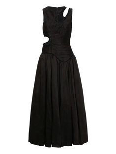 Discover the Sleeveless Hollow Out Mid-Length Dress. This elegant dress features a chic hollow-out design, perfect for adding sophistication to any outfit. Midi Graduation Dress, Formal Dress Midi, Black Formal Dress, Modern Womens Fashion, Boho Festival Fashion, Elegant Attire, Rainbow Dress, Pleated Bodice, Midi Dress Party