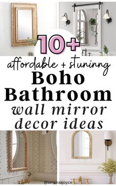 boho bathroom decor and mirror decor ideas Wall Mirror Decor Ideas, Bathroom Decor Boho, Wall Mirror Decor, Bathroom Decor Wall, Farmhouse Bathroom Design