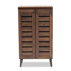 Baxton Studio Salma Modern and Contemporary Walnut Brown Finished Wood 2-Door Shoe Storage Cabinet FredCo Coat Rack With Storage, Wood Shoe Storage, Vintage Coat Rack, Wood Shoes, Modern Shoes, Baxton Studio, Shoe Storage Cabinet, Air Circulation, Tidy Up