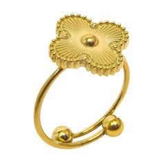 18k Gold Four-Leaf Clover Ring | Hypoallergenic, Tarnish-Resistant, Lucky Charm Jewelry | Everyday Elegance Carry A Little Luck With You Wherever You Go With This Stunning 18k Gold Four-Leaf Clover Ring. This Beautifully Crafted Piece Is Made From High-Quality Materials, Making It Hypoallergenic And Tarnish-Resistant. Perfect For Daily Wear, This Ring Combines Elegance With The Timeless Symbol Of Good Fortune. Material: 18k Gold Plated Stainless Steel Jewelry Sizes: 2 1.5 Cm Weight: 3g Features: Clover Ring, Good Fortune, Four Leaf Clover, Types Of Rings, Lucky Charm, Steel Jewelry, Clover Leaf, Stainless Steel Jewelry, Meaningful Gifts