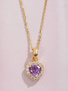 Mặt dây Vàng 14K Đá quý thiên nhiên Amethyst tim 6mm | AME Jewellery Purple Cubic Zirconia Jewelry For Valentine's Day, Purple Heart Cut Necklace For Valentine's Day, Purple Heart Pendant Necklace For Valentine's Day, Purple Round Necklace For Valentine's Day, Purple Heart Necklace For Valentine's Day Anniversary, Heart Cut Amethyst Necklaces For Anniversary, Heart Cut Amethyst Necklace For Anniversary, Amethyst Heart Cut Necklace For Anniversary, Elegant Purple Heart Pendant Necklace