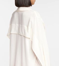 Victoria Beckham - Silk blouse | Mytheresa Work Essentials, White Blouse, Victoria Beckham, Silk Blouse, Silk Satin, Long Sleeve Blouse, Luxury Fashion, Silk, Women's Top