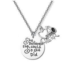 a necklace that says she believe she could so she did