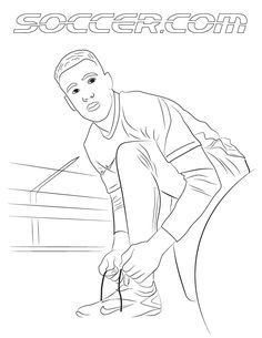 the soccer player is ready to kick the ball in his hand coloring page for kids