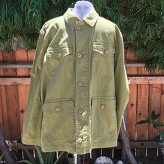 New Without Tags Men’s [G] George Green Military Cotton Jacket Size Xl Mj040720 Green Outerwear With Flap Pockets For Outdoor Activities, Casual Olive Outerwear With Flap Pockets, Casual Olive Outerwear With Multiple Pockets, Green Buttoned Outerwear For Outdoor, Green Outdoor Outerwear With Buttons, Casual Olive Outerwear With Buttons, Casual Khaki Sport Coat With Patch Pockets, Casual Olive Utility Jacket With Multiple Pockets, Casual Cotton Khaki Sport Coat