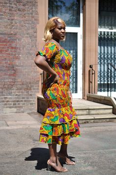 Fitted Yellow Dress With Ruffle Hem, Yellow Fitted Dress With Ruffle Hem, Fitted Multicolor Dress With Ruffle Hem, Fitted Multicolor Midi Dress With Ruffle Hem, Dashiki Dress, Dress African, Custom Made Clothing, Printed Long Dresses, Body Con Dress