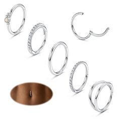 PRICES MAY VARY. 【Hoop Belly Button Rings Set】-You Will Get 5 PCS Different Styles Belly Hoop Rings In One Order ,1 PCS Clear CZ Paved Hoop Belly Piercing,1 PCS Plain Smooth Navel Ring, 1 PCS Opal Clicker Belly Button Rings,1 PCS Double Hoop Belly Rings And 1 PCS Crossed Belly Rings. Minimalist And Unique Styles Can Meet Your Different Outfit Matching Needs. 【14G Belly Button Rings Hoop】-Gauge:14G(1.6mm), Standard Size for Belly Piercing Jewelry. Inner Diameter:10/12mm. These Belly Hoop Ring Can Silver Stackable Septum Ring, Silver Stackable Round Septum Ring, Belly Button Rings Hoop, Belly Button Piercing Hoop, Belly Button Piercing Double, Belly Button Hoop, Gold Belly Button Rings, Lobe Earrings, Rings Minimalist