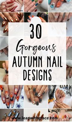 Fall Nail Decor, Fall Nails With Stickers, Minimalist Fall Nail Art, Autumn Nail Art Ideas, Acrylic Nails For Fall Autumn, Autumnal Nail Art, Autumn Nail Art Designs Fall Leaves, Nail Design Ideas Fall, Autumn Holiday Nails