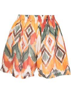 multicolour cotton geometric print straight leg elasticated waistband Multicolor Bottoms With Geometric Pattern For Summer, All Brands, Geometric Print, Short Outfits, Womens Bottoms, Casual Shorts, Straight Leg, Womens Shorts, Orange