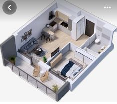 an overhead view of a two bedroom apartment