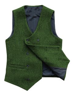 Winter Tweed Vest With Pockets, Green Winter Vest With Buttons, Classic Green Vest For Winter, Classic Green Winter Vest, Fitted Herringbone Vest For Fall, Army Vest, Tweed Fashion, Army Green Vest, Burgundy Vest