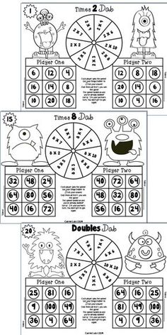 two worksheets with numbers and symbols for the same number