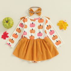 This darling outfit is a must-have for your little one this autumn! Our PUMPKIN Corduroy Overall Dress is both cute and cozy, featuring a long-sleeved romper with charming pumpkin prints and a coordinating headband. Your baby girl will look and feel stylish and warm. Playful Dress For Playtime In Fall, Cute Playtime Dresses For Fall, Cute Dresses For Playtime In Fall, Fall Playtime White Dress, Playful Long Sleeve Dresses For Fall, Corduroy Overall Dress Outfit, Toddler Halloween Outfits, Overall Dress Outfit