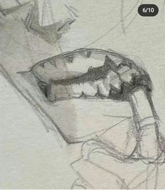 a pencil drawing of a woman's mouth