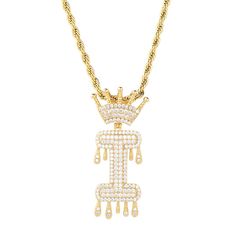 PRICES MAY VARY. The Iced Out Crown Initial Necklace Package: 1 x cz crown letter A-Z pendant,1 x stainless steel rope chain. The diamond initial pendant lenght is about: 1.28-1.36inch, width is about: 0.86-1.02inch.The iced out pendant's hole length is 10mm/0.4inch, width is 6mm/0.25inch. The men and women's letter necklace color: gold and silver. The cz diamond gold initial pendant is made of copper gold plating + full paved lab diamond CZ, featuring a delicate vacuum electroplating process, i Initial Necklace For Men, Letter Necklace Silver, Gold Initial Pendant, Gold Initial Necklace, Pave Jewelry, Necklace Packaging, Initial Necklaces, Initial Necklace Gold, Initial Pendant Necklace