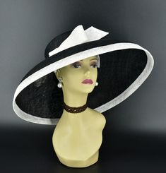 M22025 Black White Hat Audrey Hepburn Hat 19.75 Jumbo Wide Brim Sinamay Hat - Etsy Classic White Mini Hat With Curved Brim, White Classic Mini Hat With Curved Brim, White Fedora Sun Hat For Formal Events, Black Formal Panama Hat With Wide Brim, Black Wide Brim Panama Hat For Formal Occasions, White Straw Hat With Curved Brim, Classic White Mini Hat With Wide Brim, Wide Brim Panama Hat For Formal Occasions, Classic White Wide Brim Mini Hat