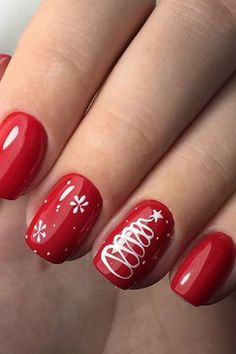 Small Snowflakes, Red Nail Art Designs, Red Christmas Nails, Red Nail Art, Christmas Nail Art Designs, Red Nail