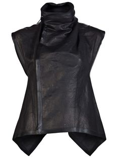 RICK OWENS - Leather Vest //WOW Leather Waistcoat, Black Leather Vest, Moda Chic, Vest Designs, Ann Demeulemeester, Leather Vest, Celebrity Outfits, Dandy