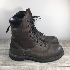 Up For Sale Is A Good Condition Pair Of Red Wing 1411 Men’s Leather Work Hunting Brown Waterproof Eh Insulated Soft Toe Boots. Size 13 D, Medium. Made In Usa! Leather Uppers. Rubber Soles. From Smoke-Free Home. Clean Inside And Out. Very Well Built And Sturdy. Approximate Outside Dimensions: 14.25 Inches Heel To Toe By 5 Inches Across The Ball Of Footwear By 1.5 Inches Tall Heels By 9.5 Inches Tall. Tall Heels, Mens Brown Boots, Dark Brown Boots, Insulated Boots, Red Wing Shoes, Wing Shoes, Hunting Boots, Red Wing, Toe Boots