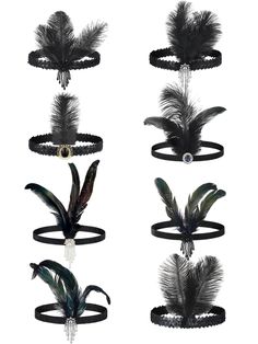 PRICES MAY VARY. Sturdy for Long Time Use: our 1920s flapper headband is mainly made of artificial feathers, serviceable and lasting, light in weight, not easy to fade, deform or fall off, which you can wear for a long time Easy to Remove and Fix: you will receive 8 pieces of flapper headpieces in 8 different styles, sufficient to satisfy your daily use, replacing and sharing demands, easy to remove and fix, practical and convenient Vintage and Elegant Appearance: our feather headband for women Diy 1920s Headband, 50s Tea Party, 20s Headband, Flapper Headpiece, 1920s Headpiece, Veiled Woman, Headpiece Accessories, Flapper Headband, Black Fascinator